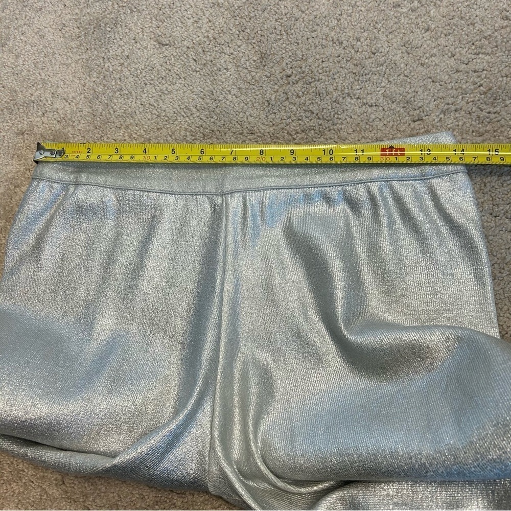 ZARA KNIT METALLIC FOIL SILVER WIDE LEG TROUSERS PANTS BNWT Sz M Bloggers Fave - Picture 12 of 17